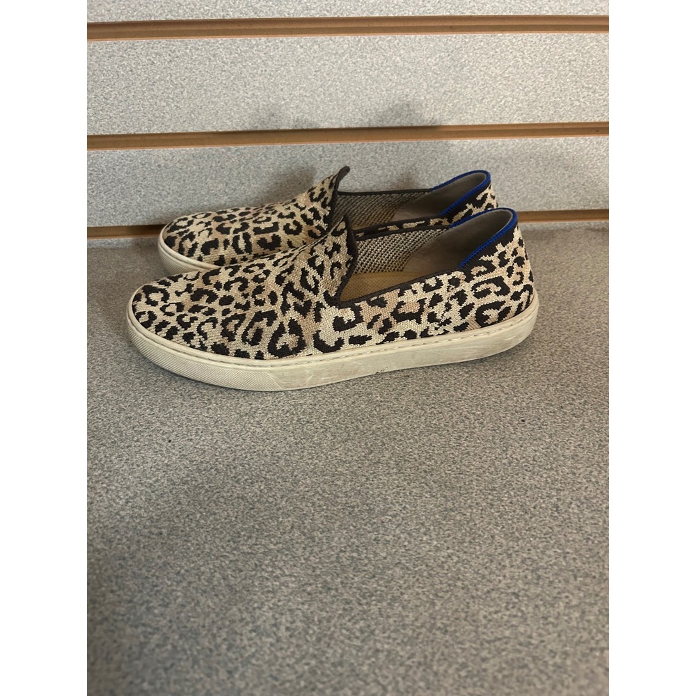 Rothys The Sneaker Leopard Print Slip On Shoes Womens Size 8.5 Animal Print RARE